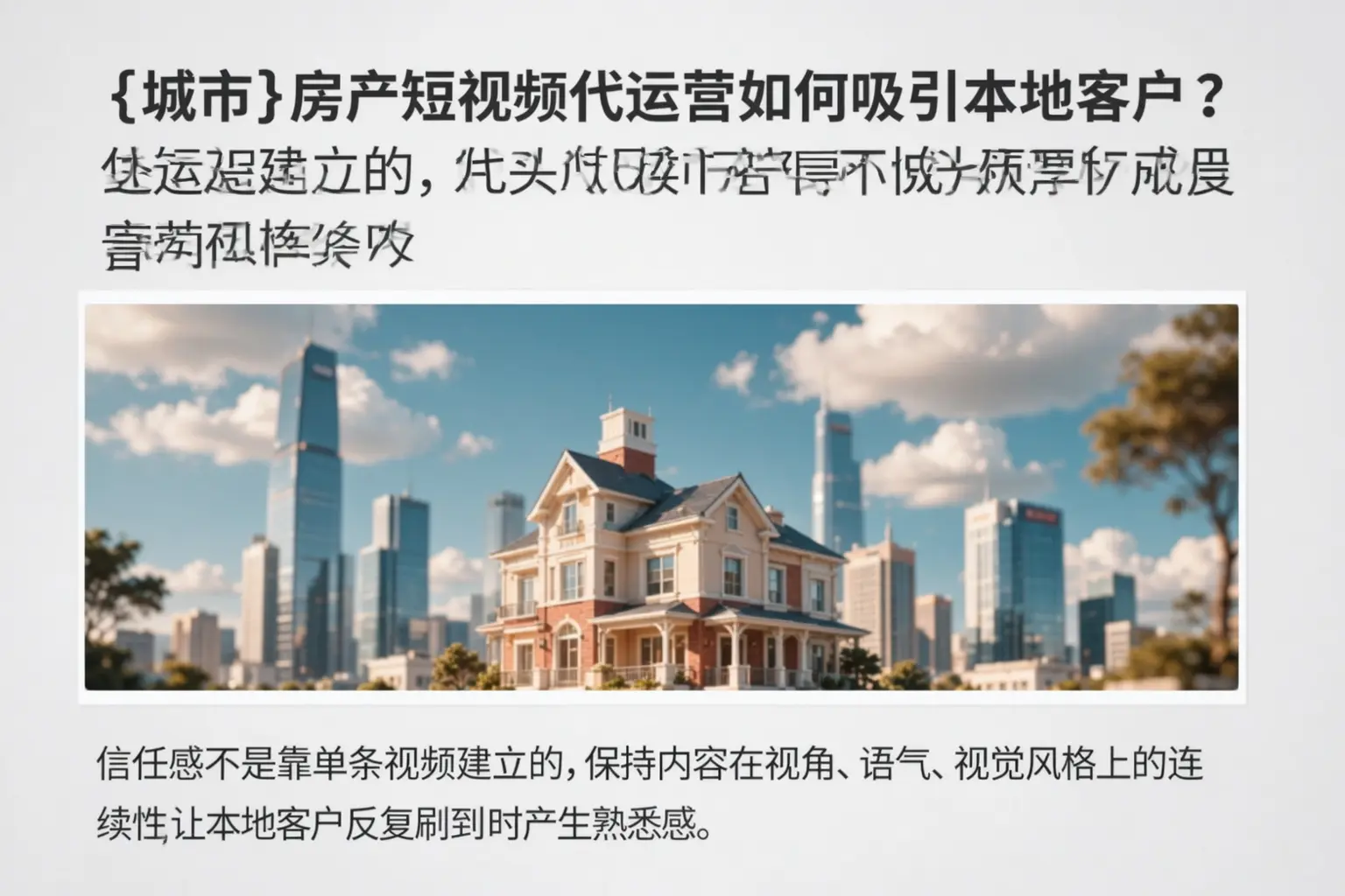 成都房产短视频代运营如何吸引本地客户？